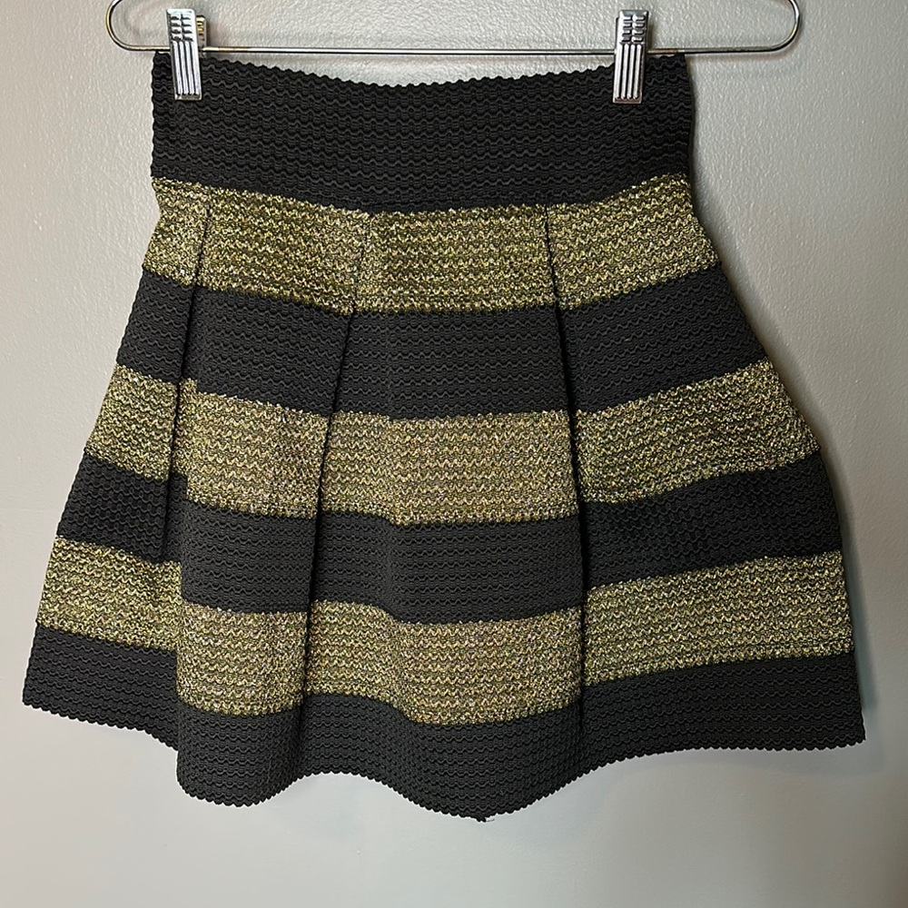 Xhilaration Black and Gold Skater Mini Skirt